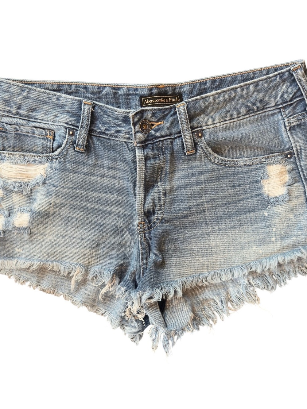 Abercrombie & Fitch Light Blue Distressed Denim Cutoff Shorts
